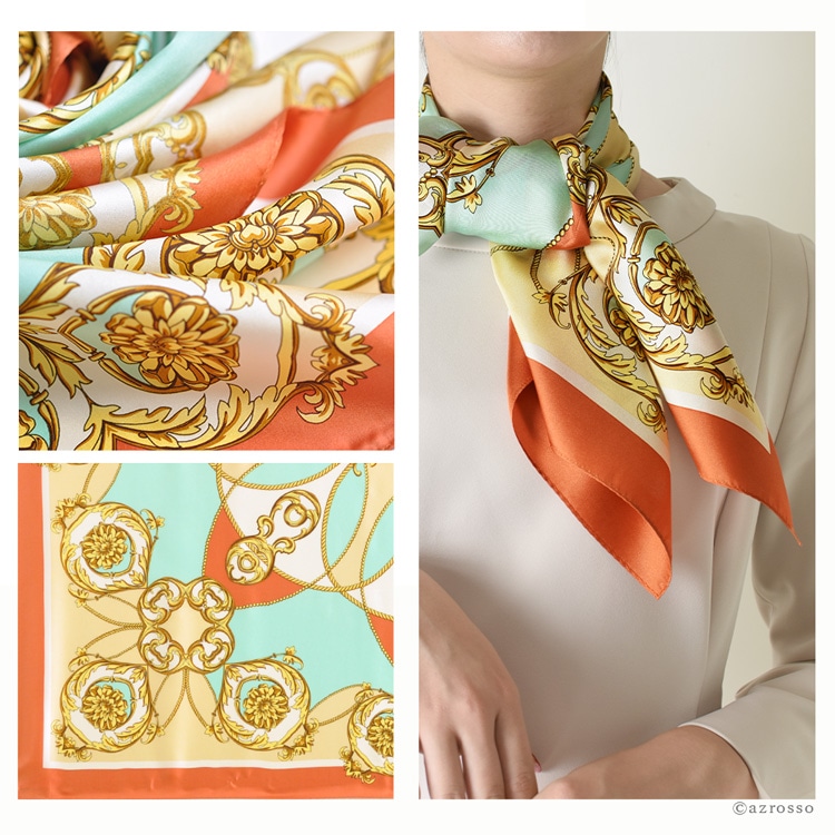 シルクスカーフ ヴィトライユ 90x90 ｜横浜スカーフ キヌフローレス