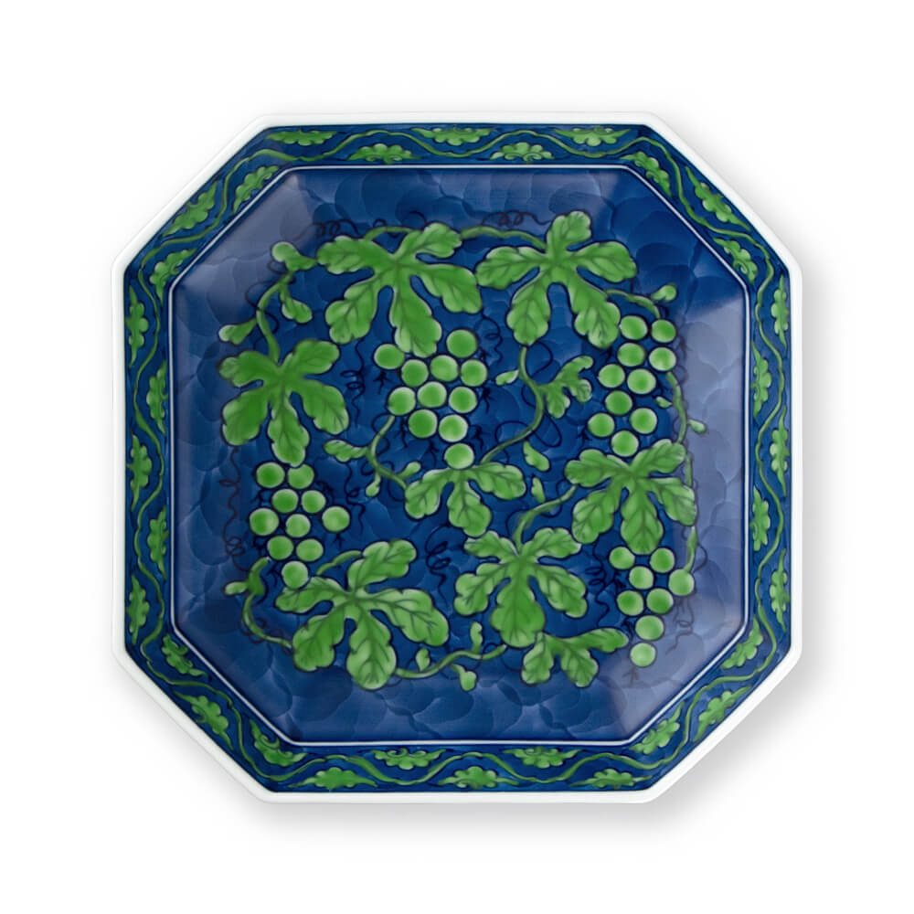 緑彩葡萄絵 方皿 ｜ 有田焼の源右衛門窯公式オンラインショップ