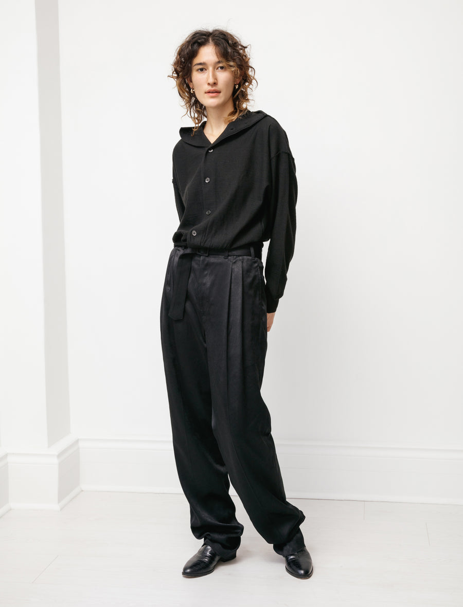 Lemaire Pleated Pants Satin Black – Neighbour