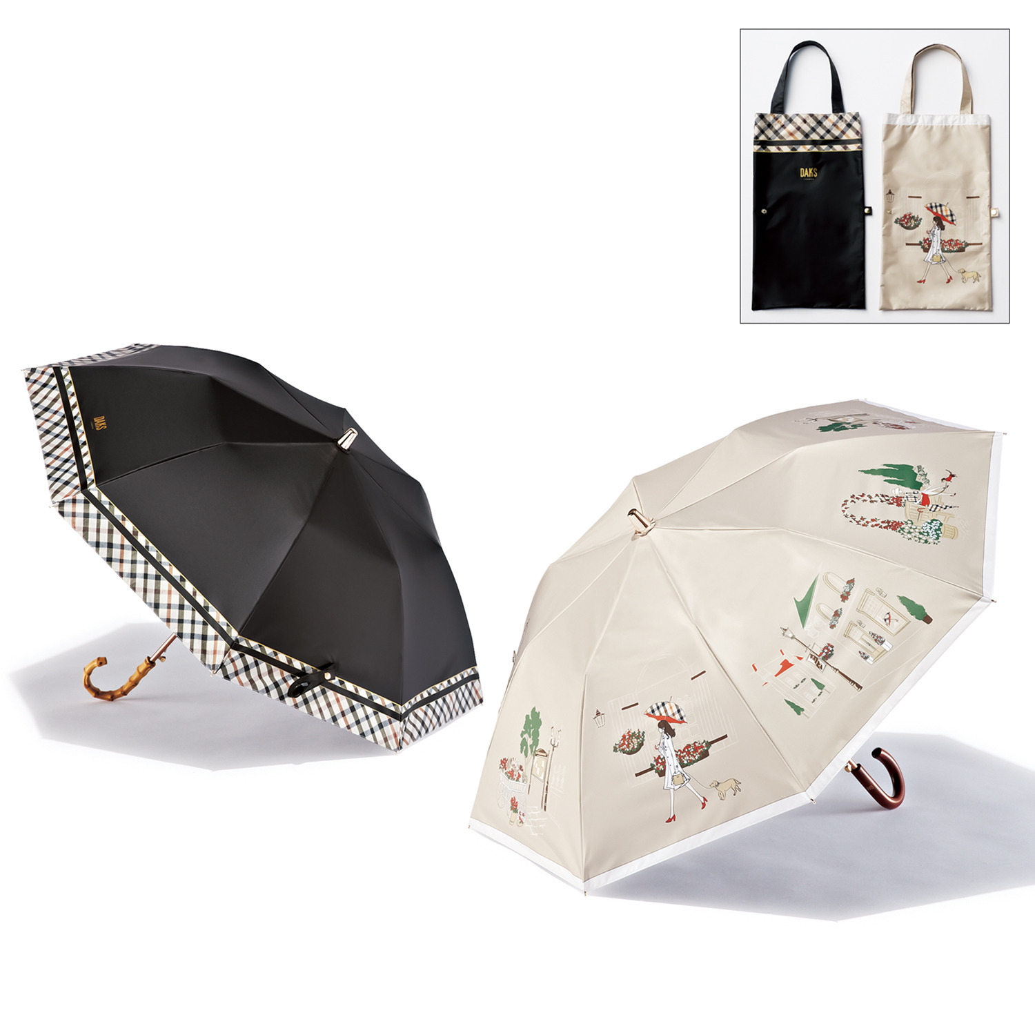 DAKS 一級遮光 晴雨兼用 楽折ジャンプ傘- ショップチャンネル