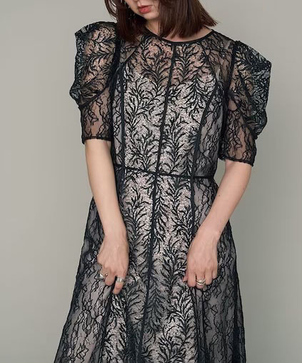 1サイズ】リーフレースパイピングドレス FRAY I.D（フレイアイディー