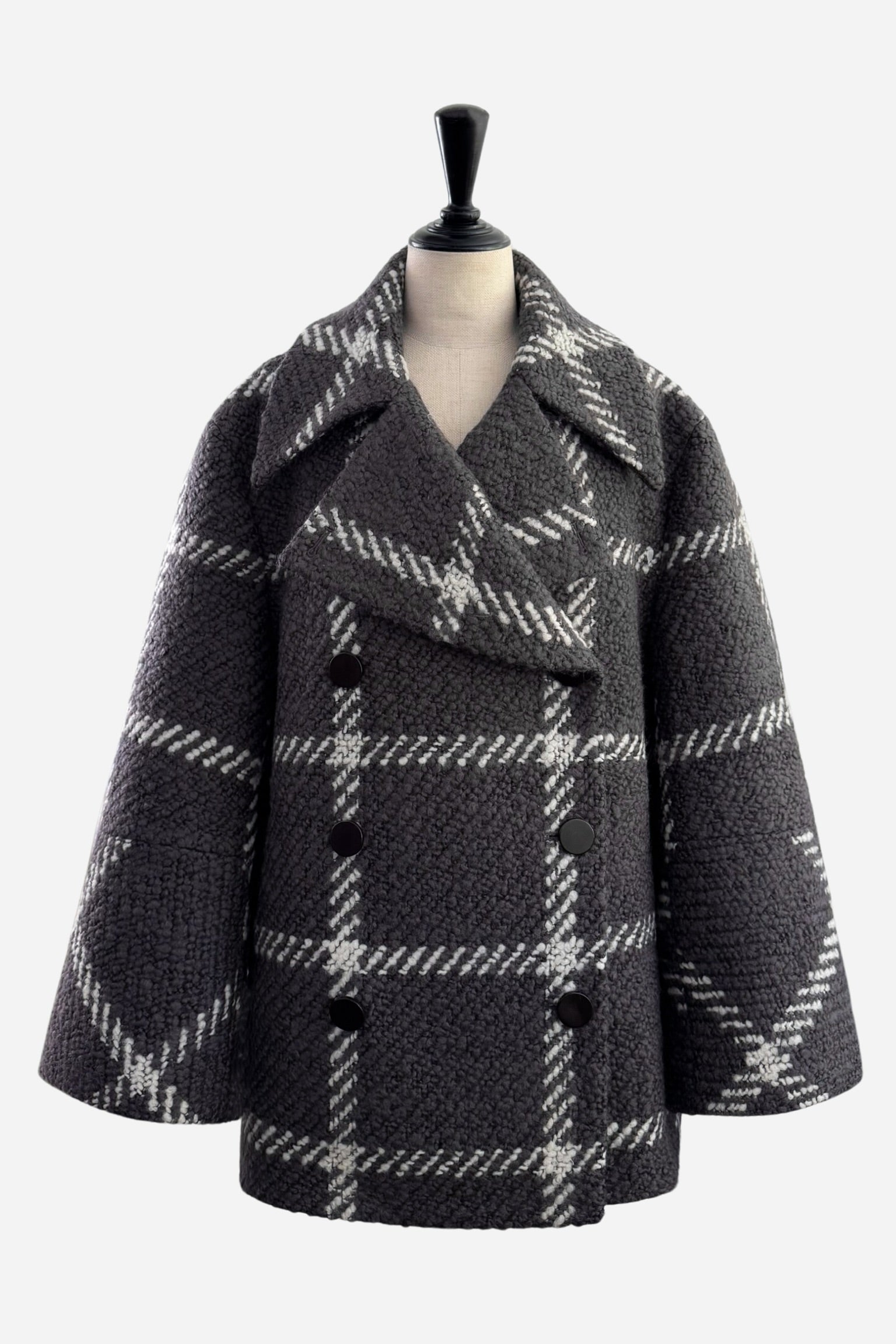 big check BISHU pure wool coat – shéller / シェリエ