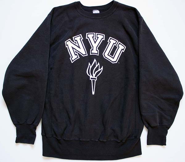 90s USA製 Championチャンピオン NYU リバースウィーブ スウェット 黒