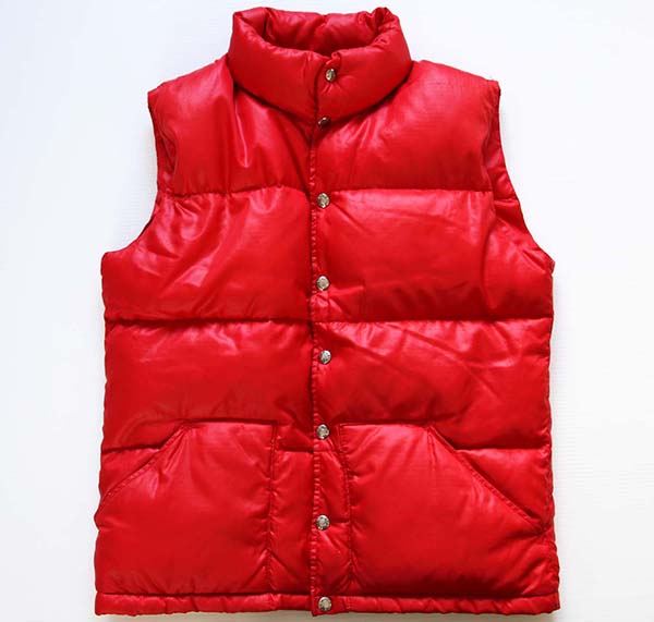 70s THE NORTH FACEノースフェイス 茶タグ ダウンベスト 赤 S