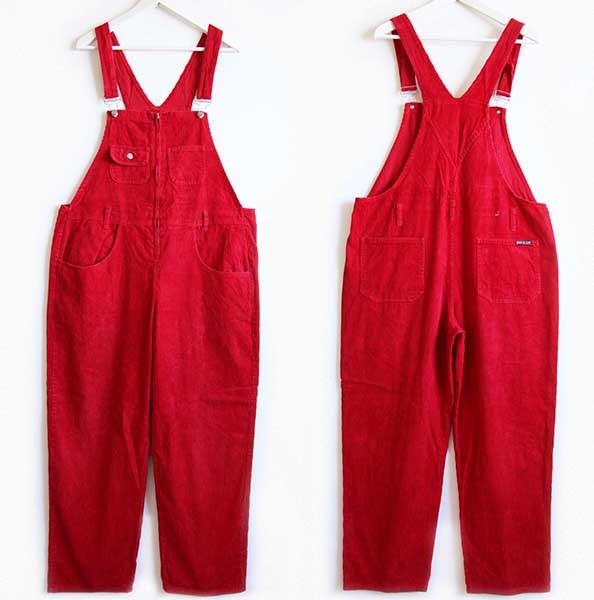 90s USA製 WATCH L.A. 太畝 コーデュロイ オーバーオール 赤 XL