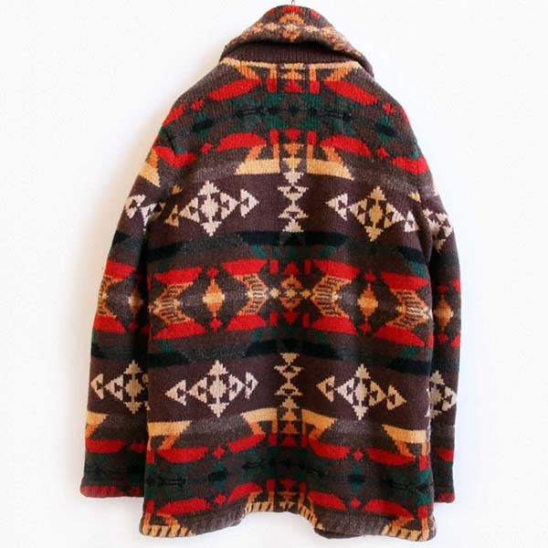 00s LAUREN ラルフローレン ネイティブ柄 ショールカラー コンチョ