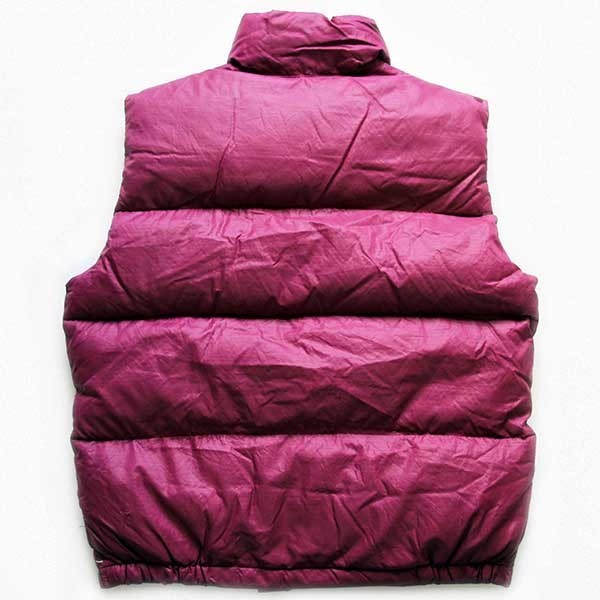 70s THE NORTH FACEノースフェイス 茶タグ ナイロン ダウンベスト 赤紫