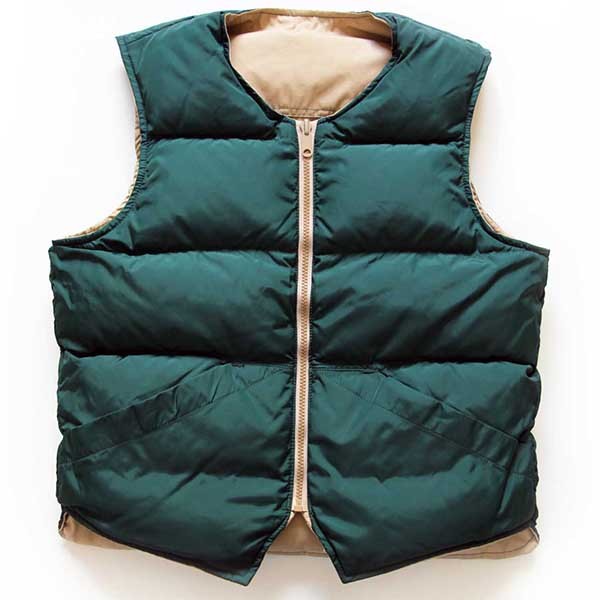 80s EddieBauerエディーバウアー ノーカラー リバーシブル ダウン