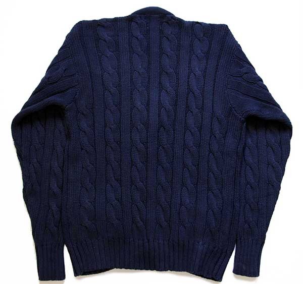 80s ポロ ラルフローレン ワンポイント ケーブル編み コットンニット