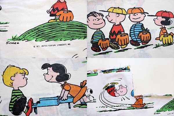 70s スヌーピー 染み込みプリント 生地 - Sixpacjoe Web Shop