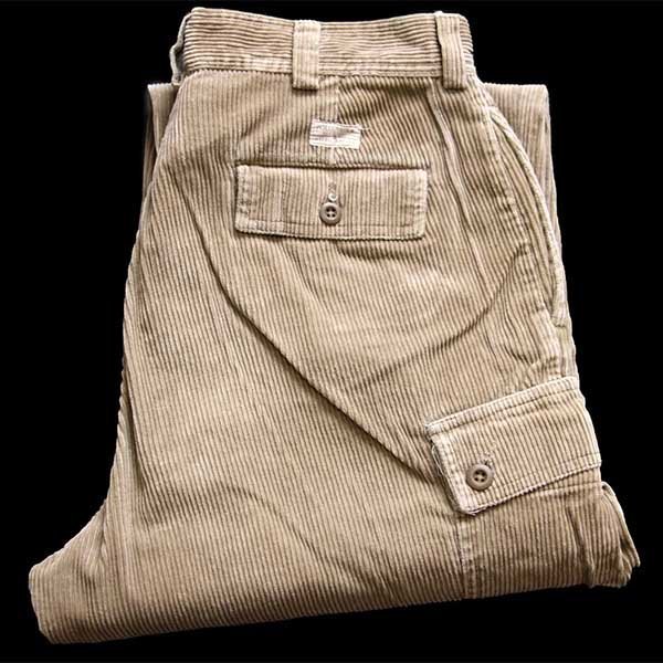 90s ポロ ラルフローレン 太畝 コーデュロイ カーゴパンツ ベージュ