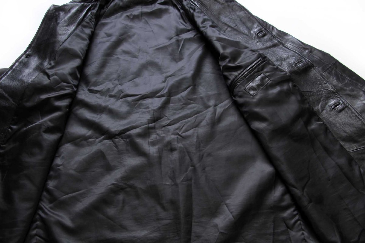 90s イタリア製 WAKE ラムレザー ステンカラーコート 黒 XL