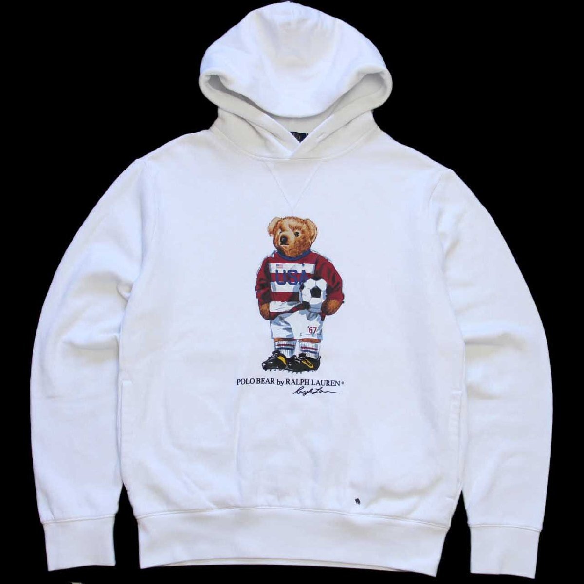 ポロ ラルフローレン ポロベア 前V スウェットパーカー 白 S