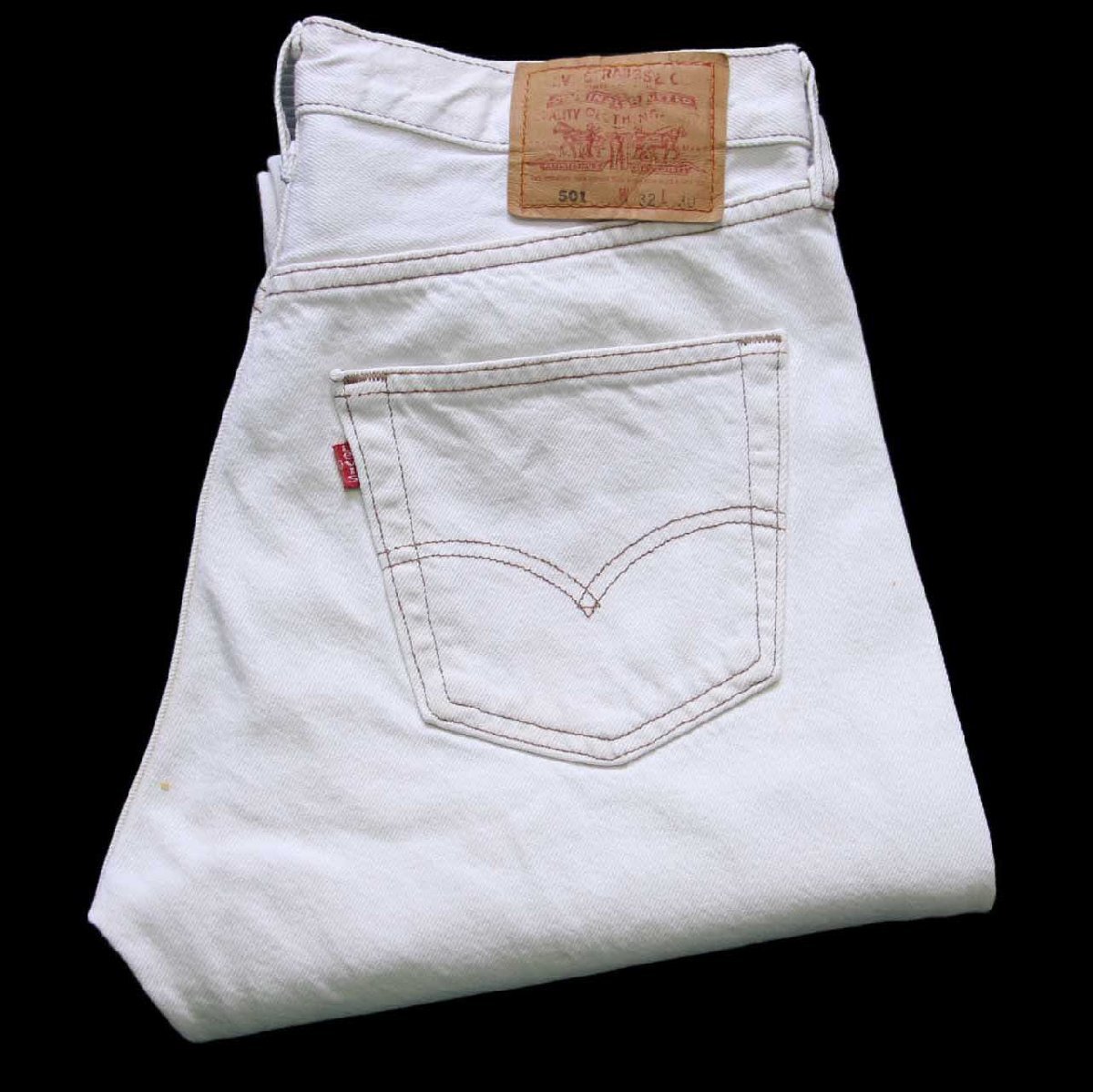 90s USA製 Levi'sリーバイス 501 カラーデニムパンツ 生成り w32 L30