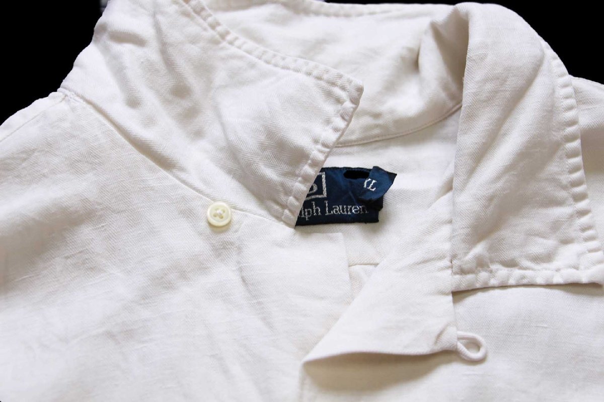 90s ポロ ラルフローレン ワンポイント 織り柄 半袖 リネン×シルク