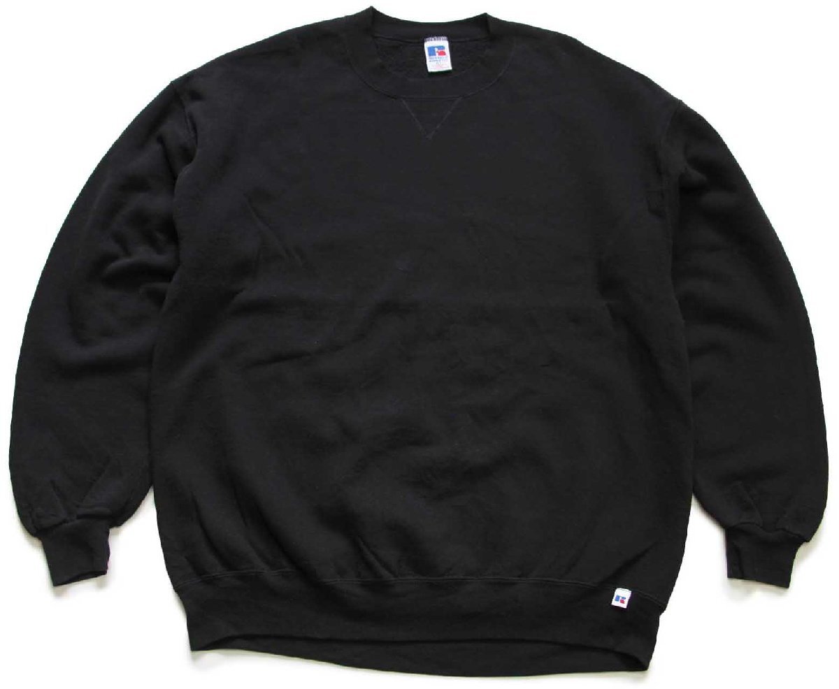 90s メキシコ製 RUSSELLラッセル 無地 前V スウェット 黒 XLT