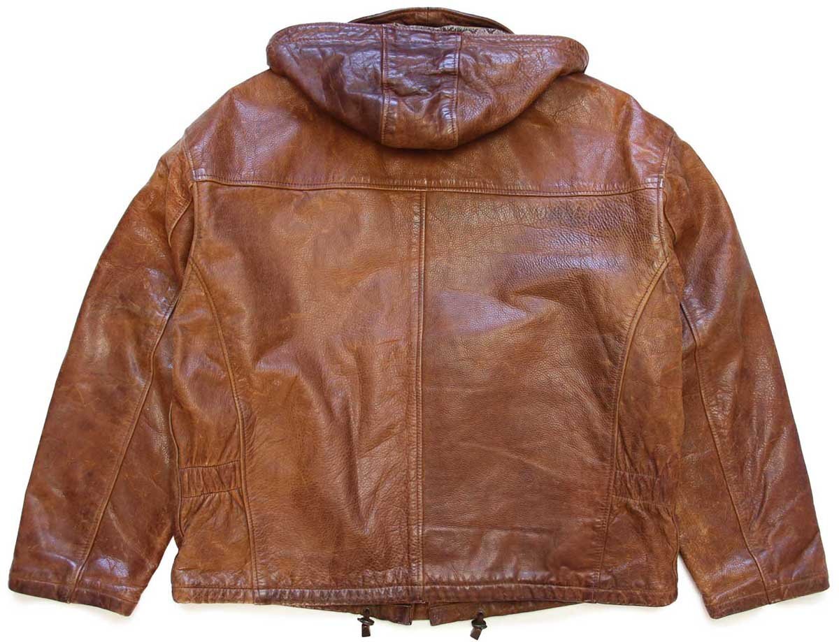 90s イタリア製 MAFFEI 織り柄ライナー フード付き レザー ファイヤー