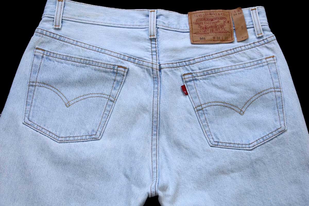 90s USA製 Levi'sリーバイス 501 デニムパンツ アイスブルー W34 L30