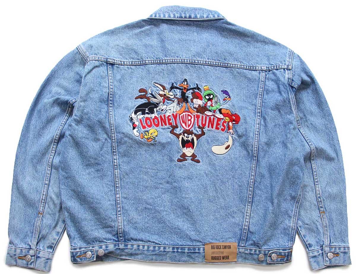 90s Warner Bros LOONEY TUNES キャラクター 刺繍 デニムジャケット 4