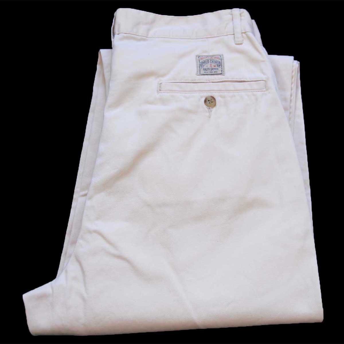 90s ポロ ラルフローレン ツータック コットン チノパン アイボリー