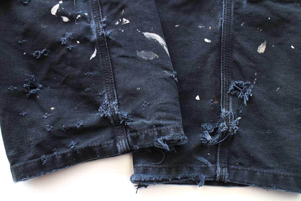 carharttカーハート ペンキ飛び&ダメージ ダブルニー ダック地