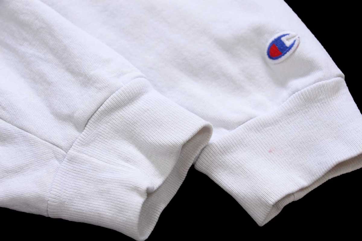 90s USA製 Championチャンピオン 無地 前V スウェットパーカー 白 XL