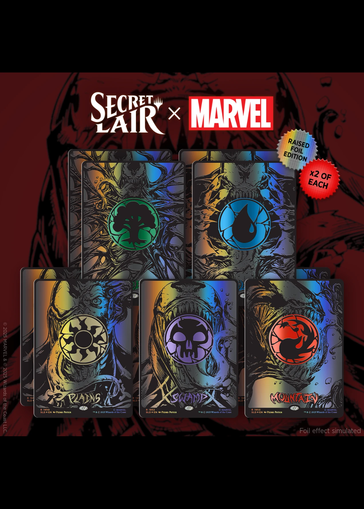 MTG SLD スパイダーマンレイズドFOIL 基本土地 平地 6枚セット Secret