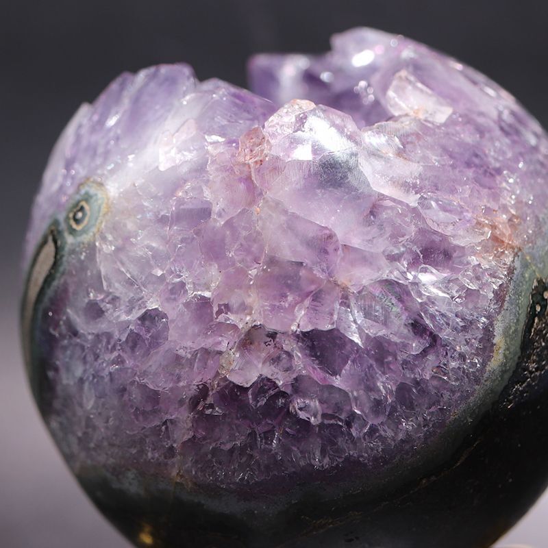 一点物】置物 笑口アメジストジオード 約588g ブラジル産 紫 パープル