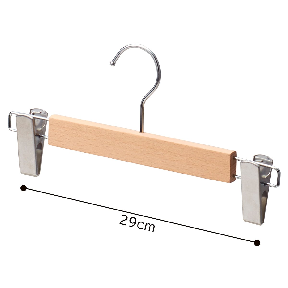 木製ボトムハンガー 木地仕上げ 外型クリップ付き幅30cm (ブナ)〔ストエキ