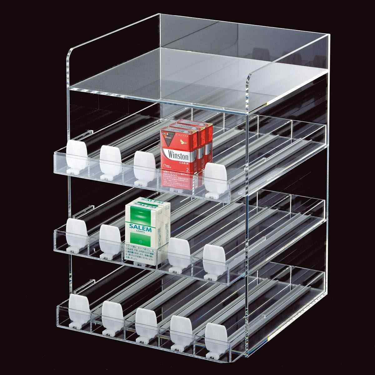 たばこ什器 透明アクリル製 陳列用什器 3段