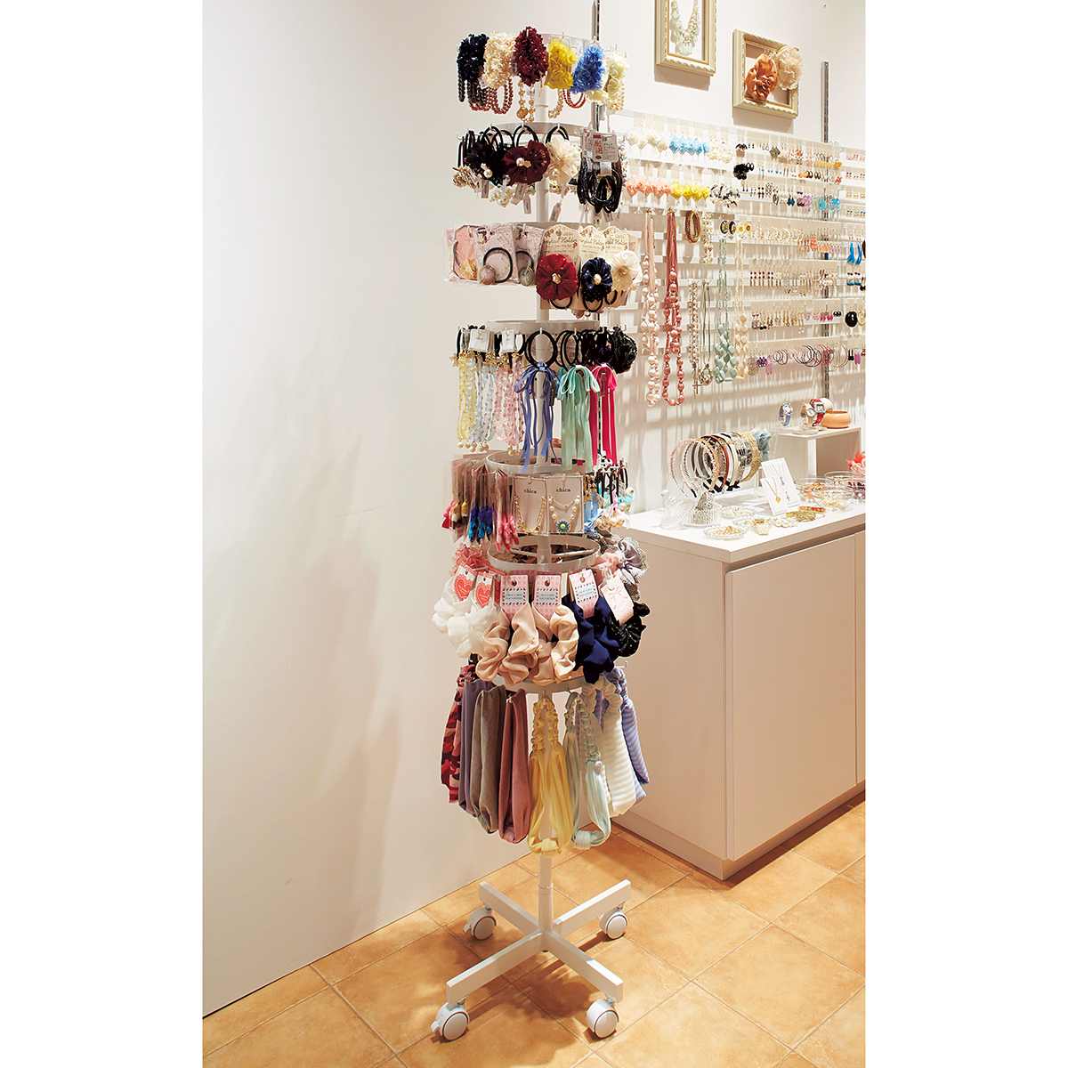 アクセサリー専用回転什器 スタンドポール〔ストエキオリジナル〕 ホワイト