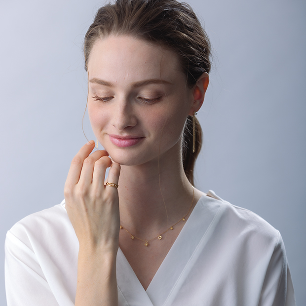 MOON＆SUN DIAMOND PINKIE RING(2ZR1606)K18 ピンキーリング｜スター