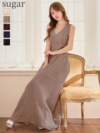 Vネックロングドレス‐sugar