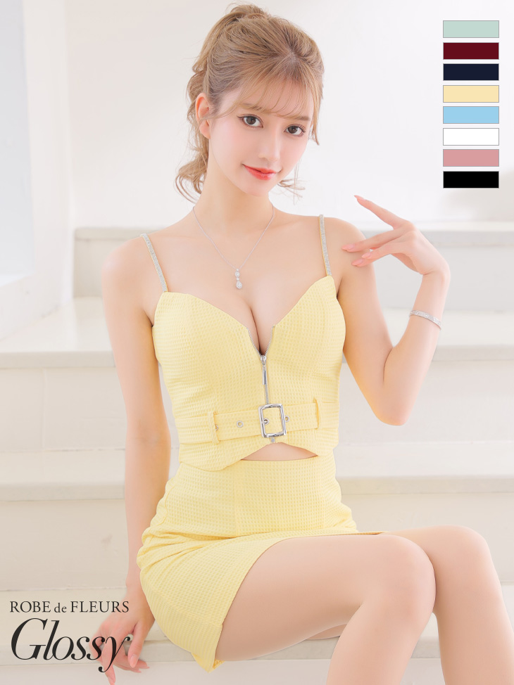 XSサイズあり【Glossy/グロッシー】ジッパー/ ベルト/ キャミ