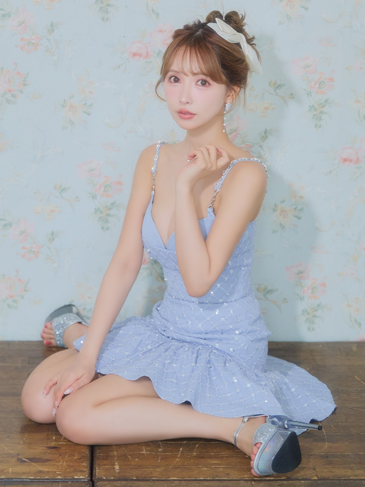 XSサイズあり【an /アン】パール/ チェック/ キャミソール/ 裾フリル