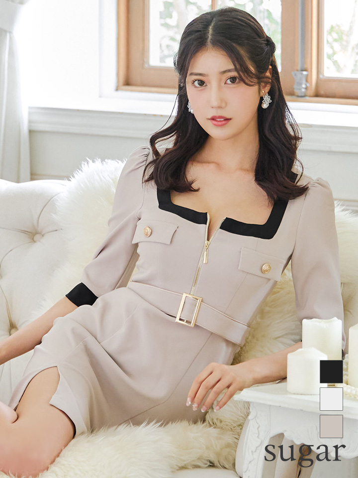 XSサイズあり【ANDY/アンディ】バイカラー/ フロントジップ/ ベルト