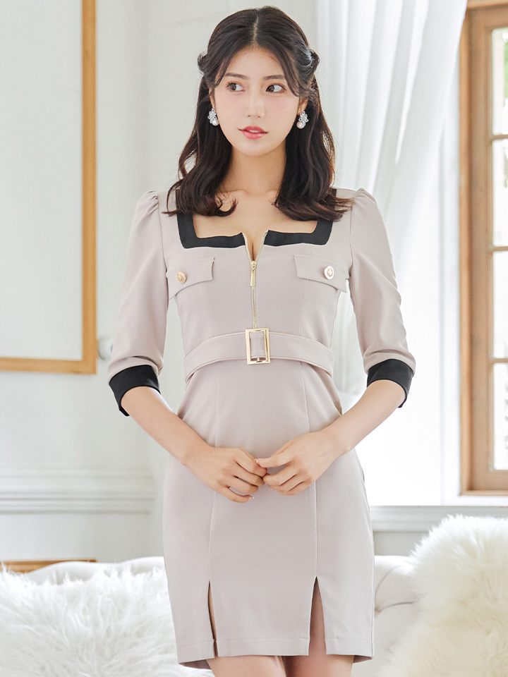 XSサイズあり【ANDY/アンディ】バイカラー/ フロントジップ/ ベルト