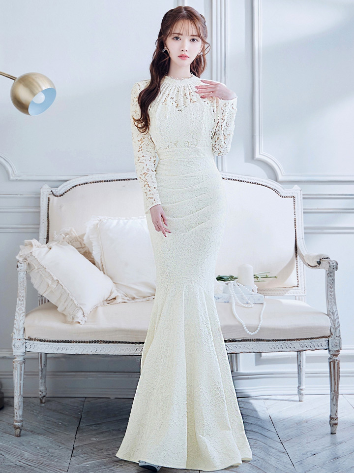 UNA VALERIE / ウナヴァレリェ】マーメイド/ 総レース/ ロングスリーブ