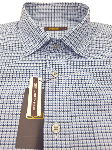 ARAMIS(アラミス）高級綿生地使用/日本縫製/小チェック/ブルー/中肉