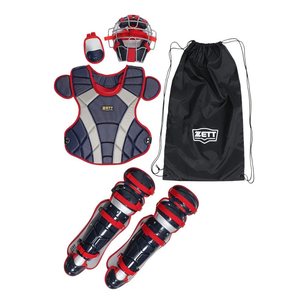 ZETT キャッチャー用具セット ネイビー/レッド ZETT キャッチャー用具