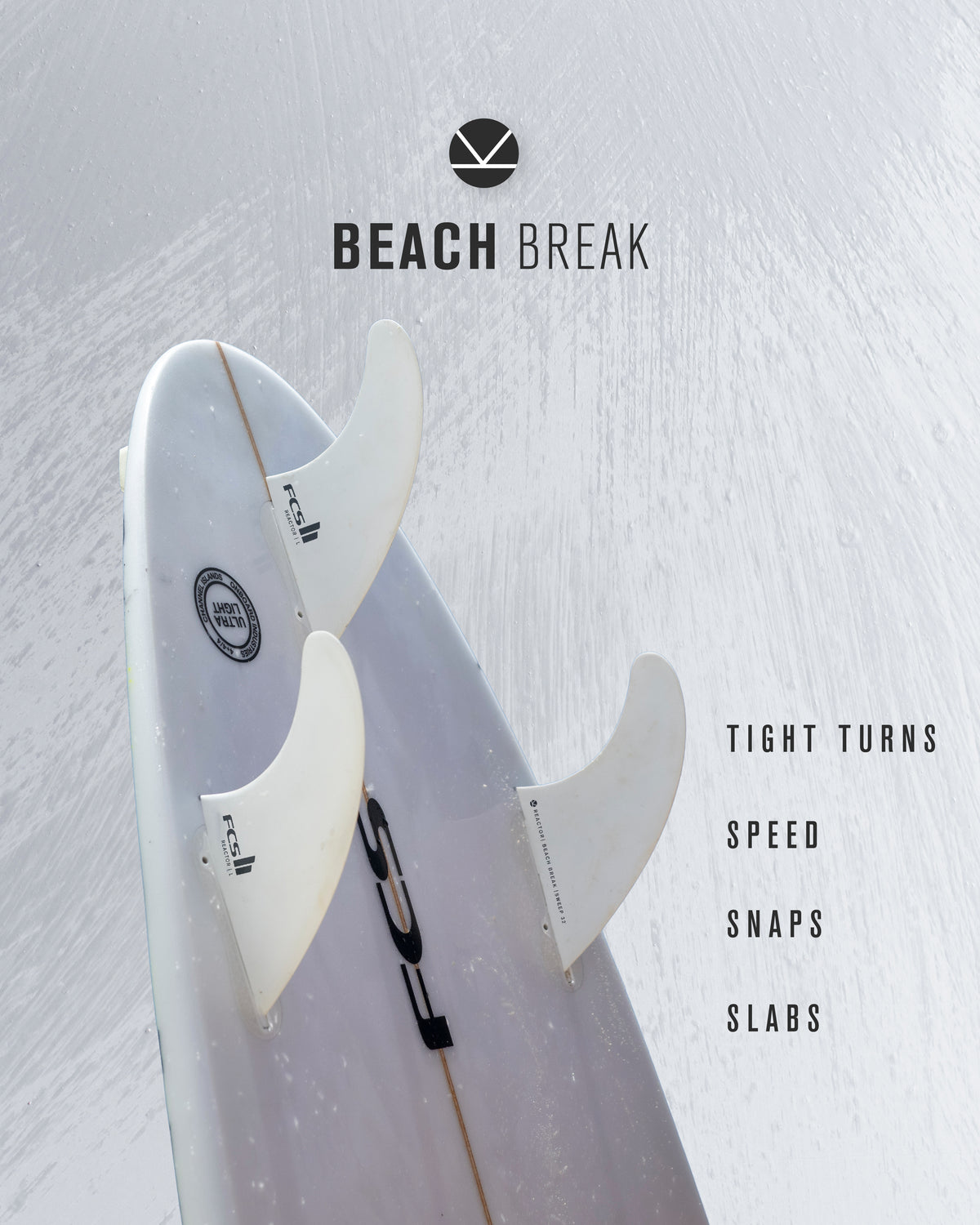 FCS II Reactor White Edition Tri Fin Set - FCS JAPAN