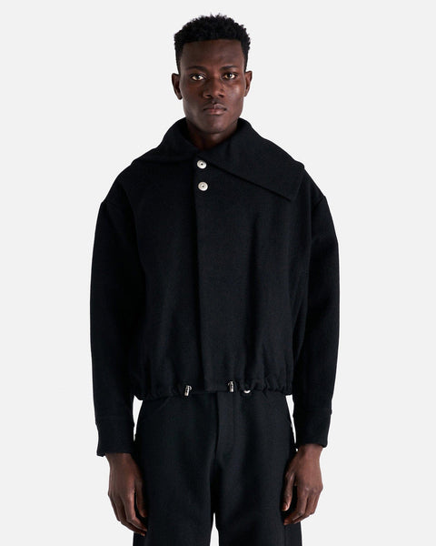 Distorted Short Blouson in Black Dry Wool – SVRN