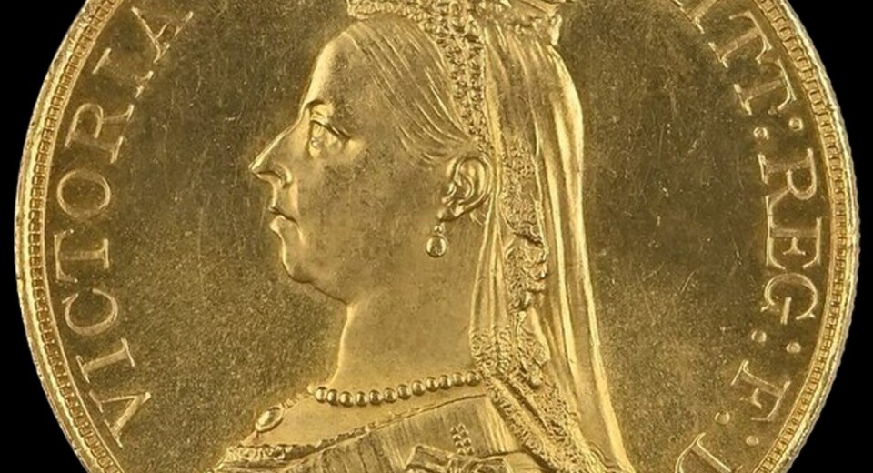 G.BRITAIN 5 sovereign 1887 Victoria Jubilee head NGC MS 64 - Coins