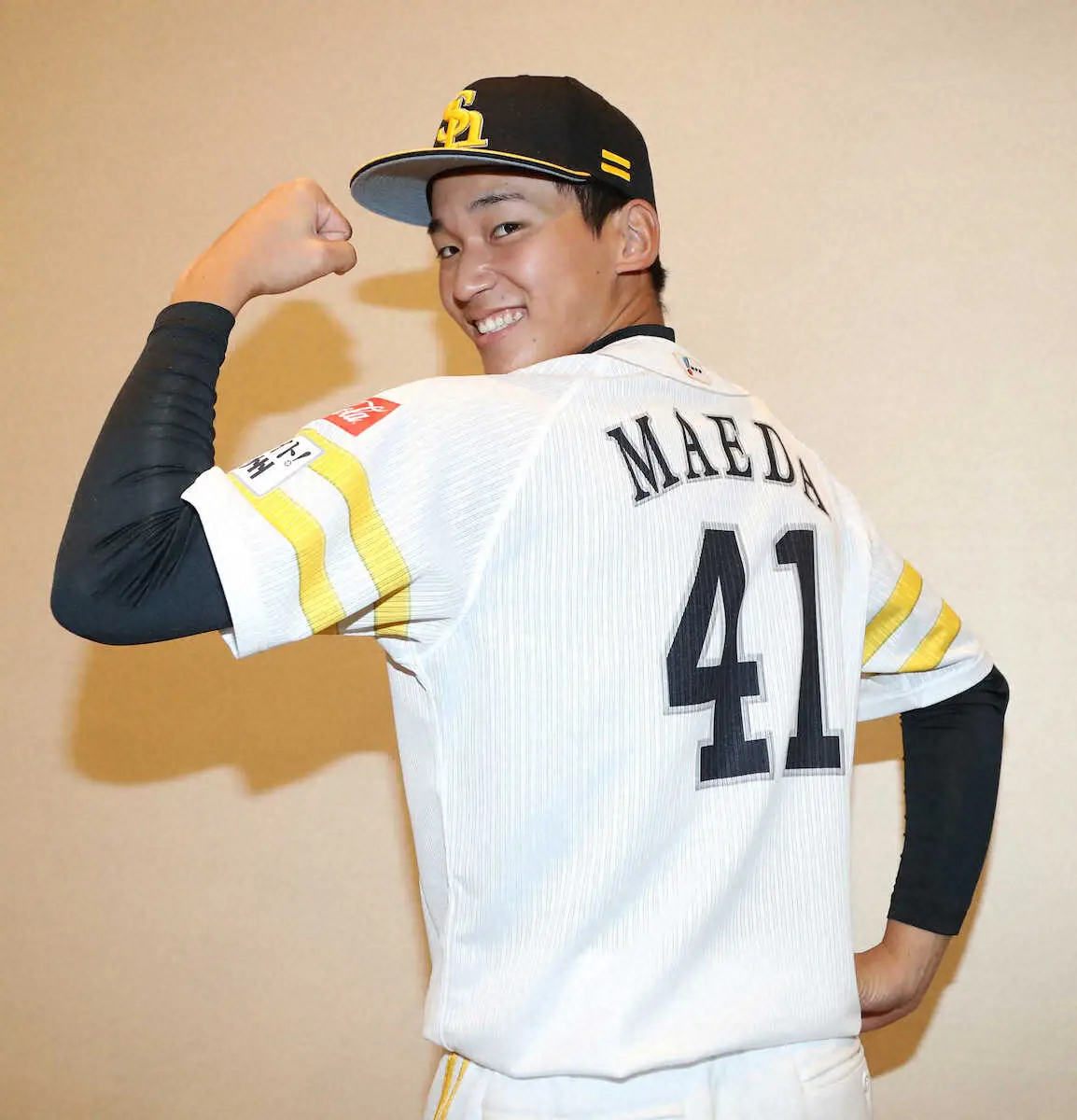 背番号「41」を披露するソフトバンク・前田悠伍（撮影・岡田 丈靖