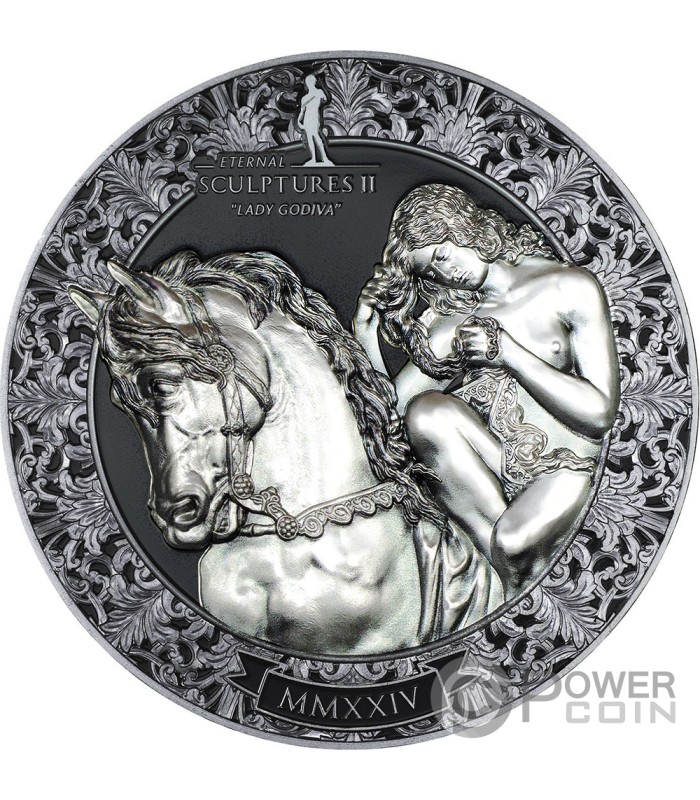 LADY GODIVA Eternal Sculptures II 3 Oz Silver Coin 20$ Palau 2024