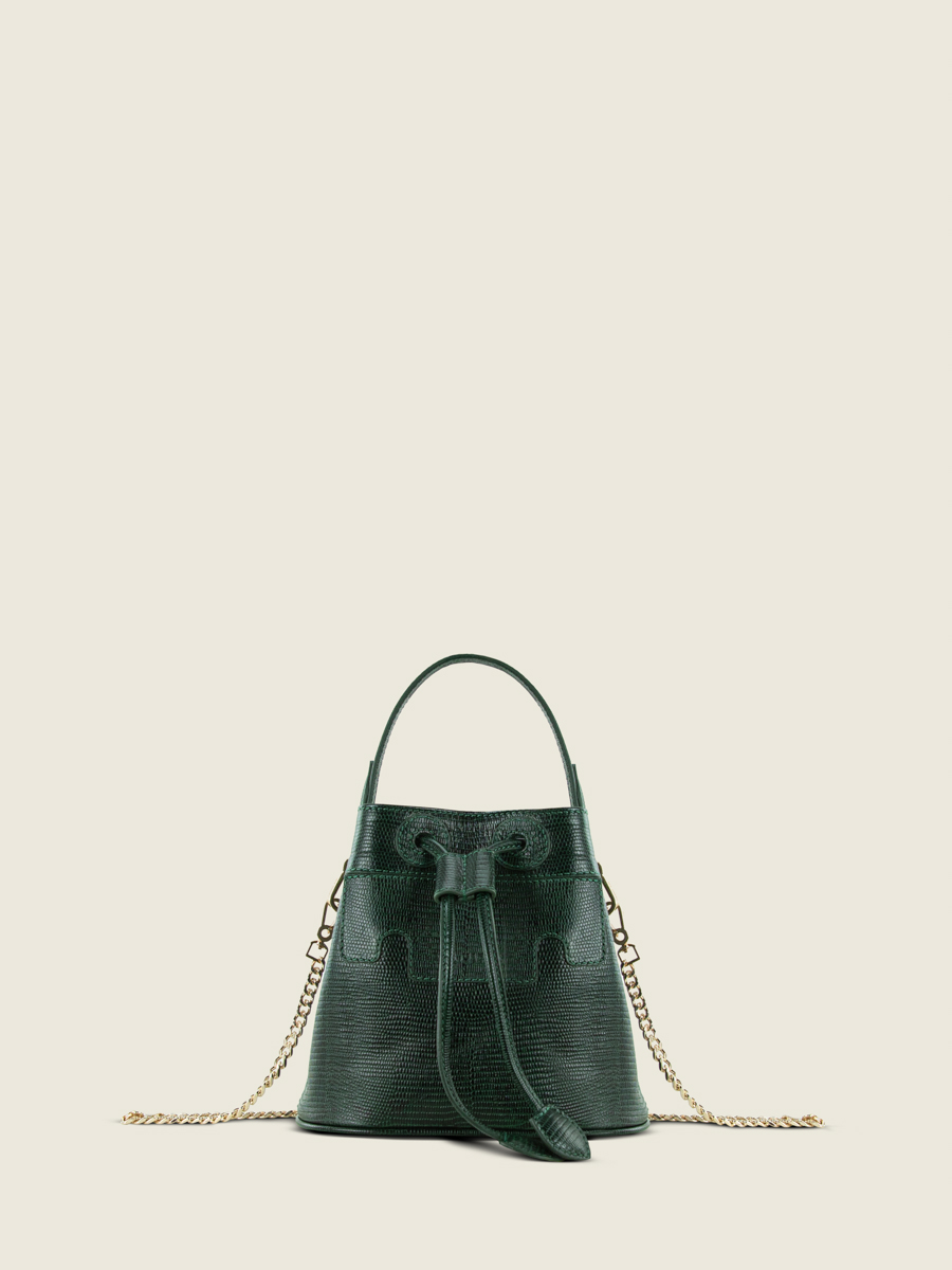 Green Leather Bucket Bag for Women - Capucine XS 1960 Malachite | PAUL