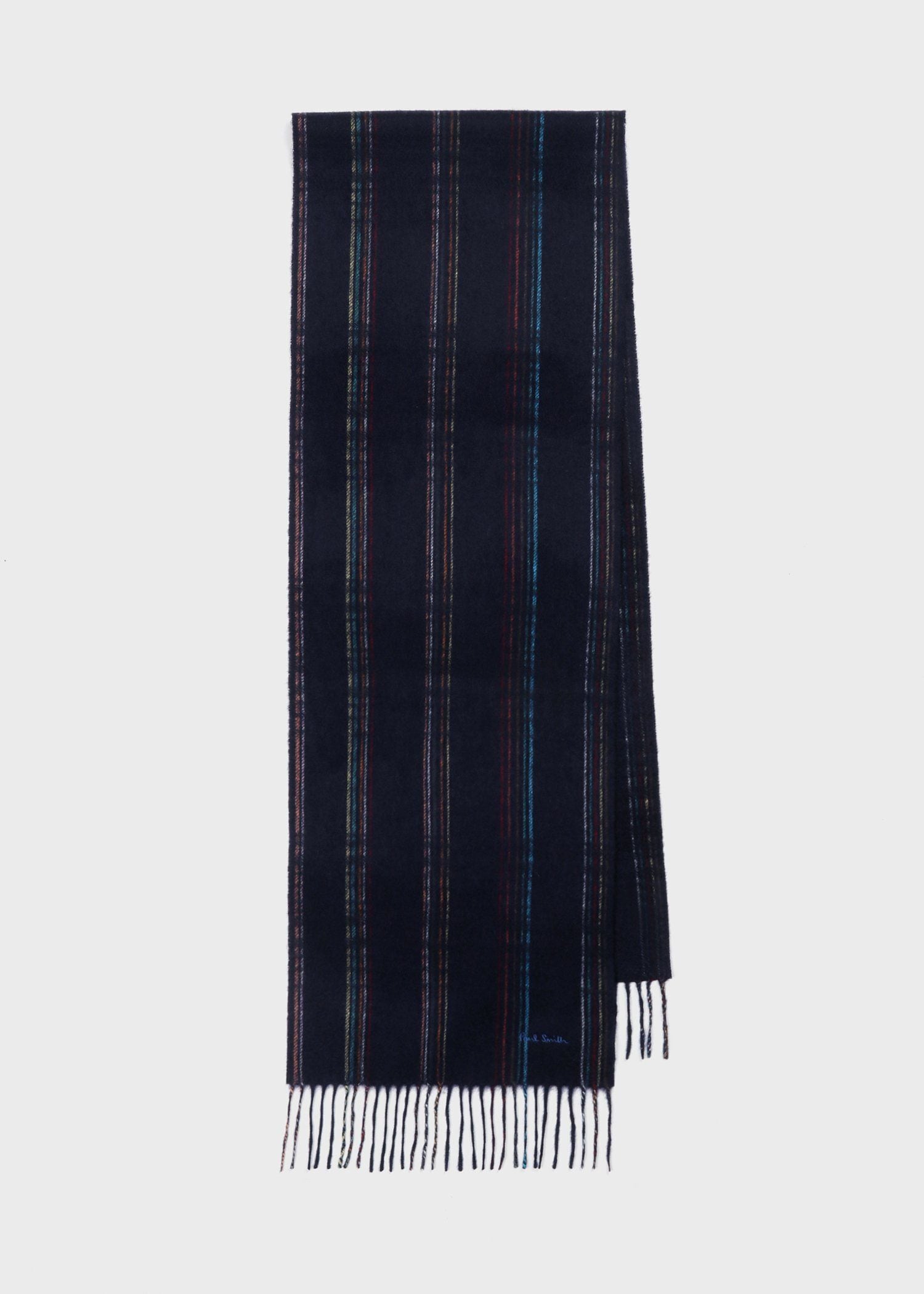 ランダムストライプ カシミヤ マフラー（ネイビー） ｜ポール・スミス