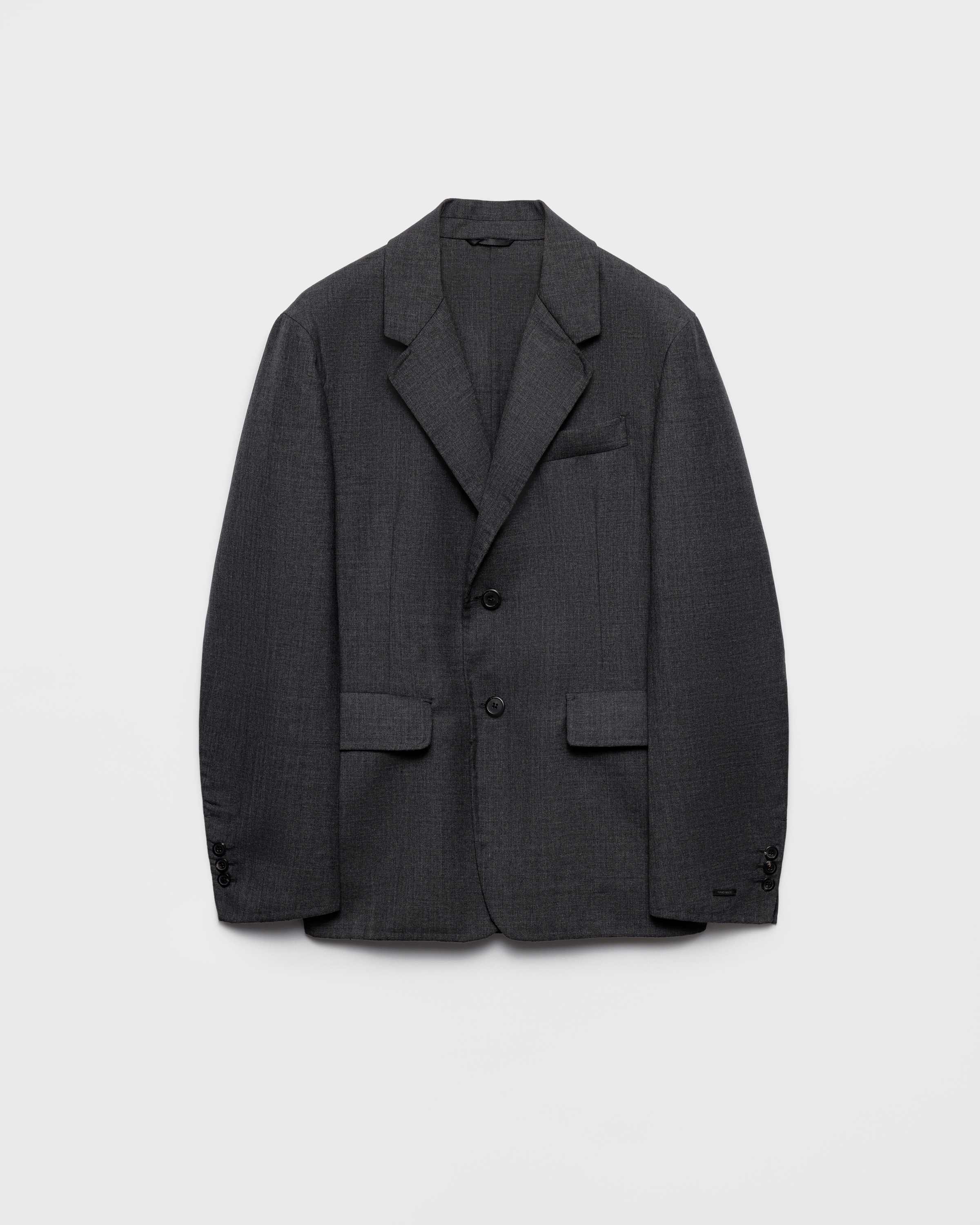 Slate Gray Single-breasted Wool Blend Jacket | PRADA