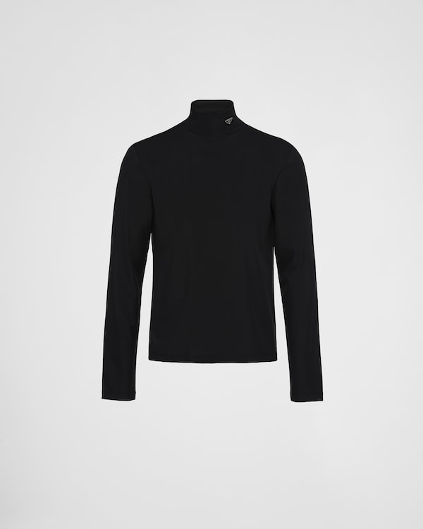 Black Stretch Cotton Turtleneck | PRADA