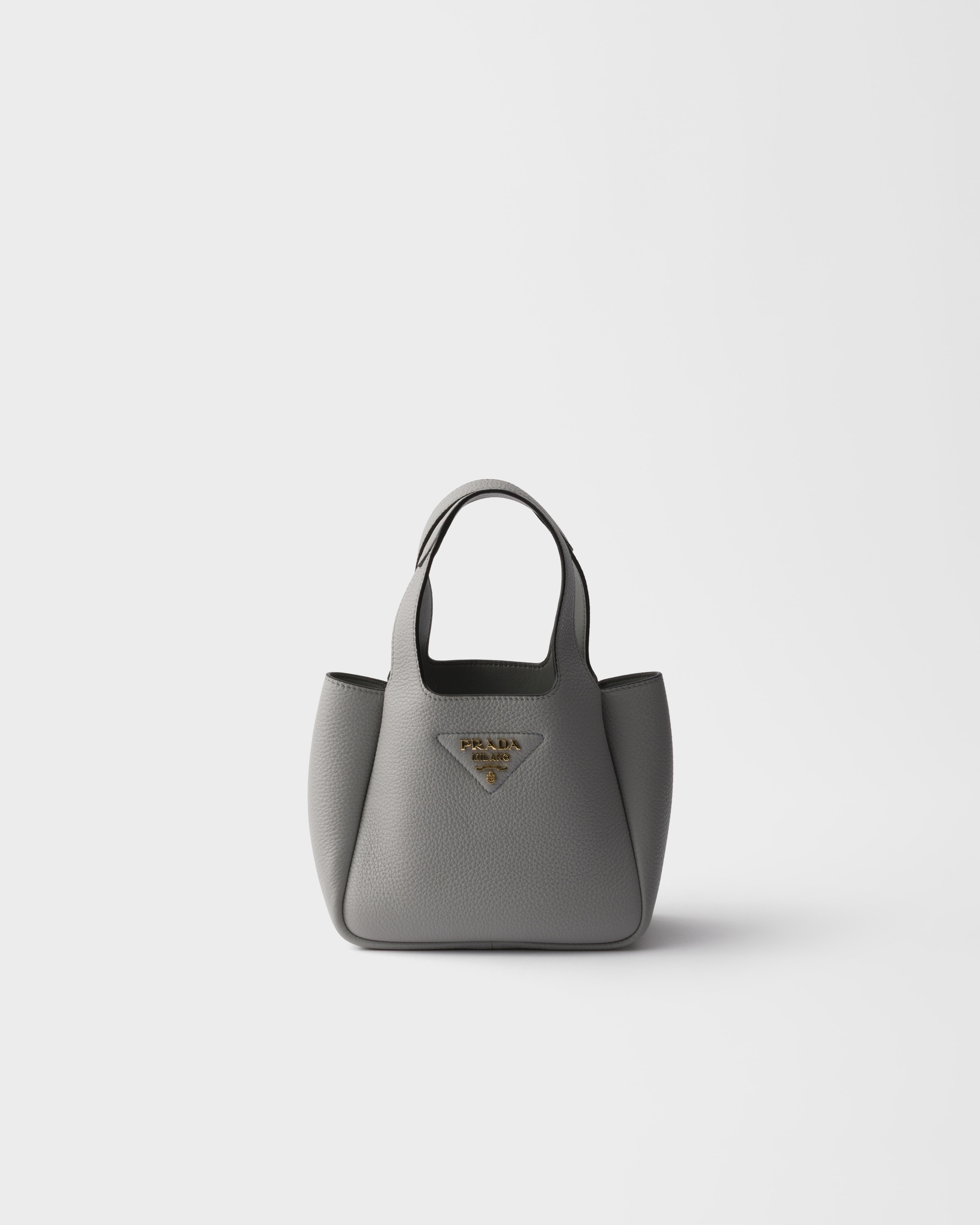 Granite Gray Mini Leather Handbag | PRADA